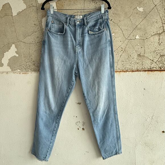 Free People Jeans Womens 29 Stove Pipe Denim High Rise Tapered Leg Rigid Denim - Picture 2 of 8